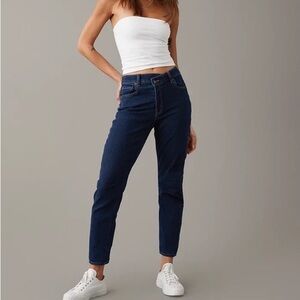 American Eagle Dark Wash Mom Crossover Jeans